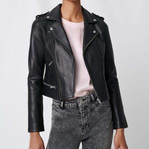 Maje Basalt Leather Jacket Size 36